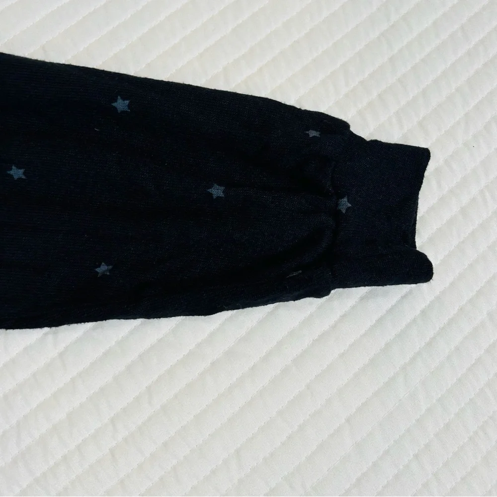 Gap Kids Girls Knit 2pc Matching Set Top Balloon Sleeve Jogger Pant Stars Black